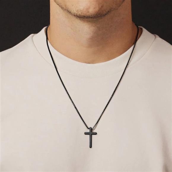 Cross Necklace for Men's | Stainless Steel Cross Pendant Necklaces 20 Inches - Picture 3 of 3